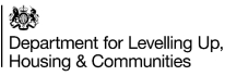 Logo for Department for levelling up, housing & communities. UK central Government