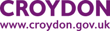 Croydon Council logo. The logo shows the words Croydon www.croydon.gov.uk in purple text.