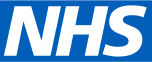 NHS logo. The logo shows the word NHS in white italic text on a blue background.