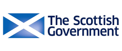 Logo for the Scottish Government. The logo shows the Scottish blue flag with a white cross.