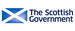 Logo for the Scottish Government. The logo shows the Scottish blue flag with a white cross.
