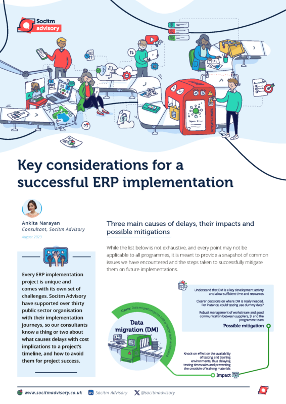 Thought leadership cover. Key considerations for a successful ERP implementation by Ankita Narayan, Consultant.