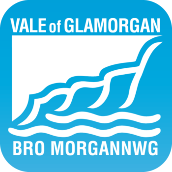 Logo for Vale of Glamorgan showing council logo with a wave and the strap line - Bro Morgannwg