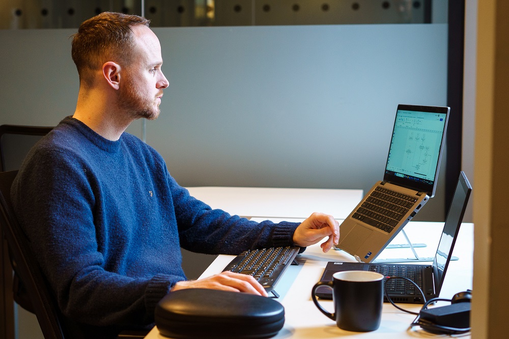 Man looking at computer screen